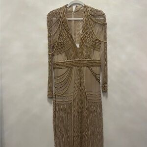 ASOS Elegant Gold Beaded and Pearls Dress